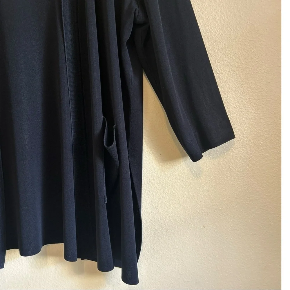 Misook Cardigan Sweater Knit Liquid Black Open Front Minimalist Plus Size 1X - Picture 8 of 14